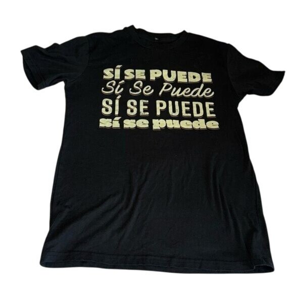 Sí Se Puede Black Graphic Tee Small By Well Worn Los Angeles 60% Cotton 40% Poly - Picture 1 of 4